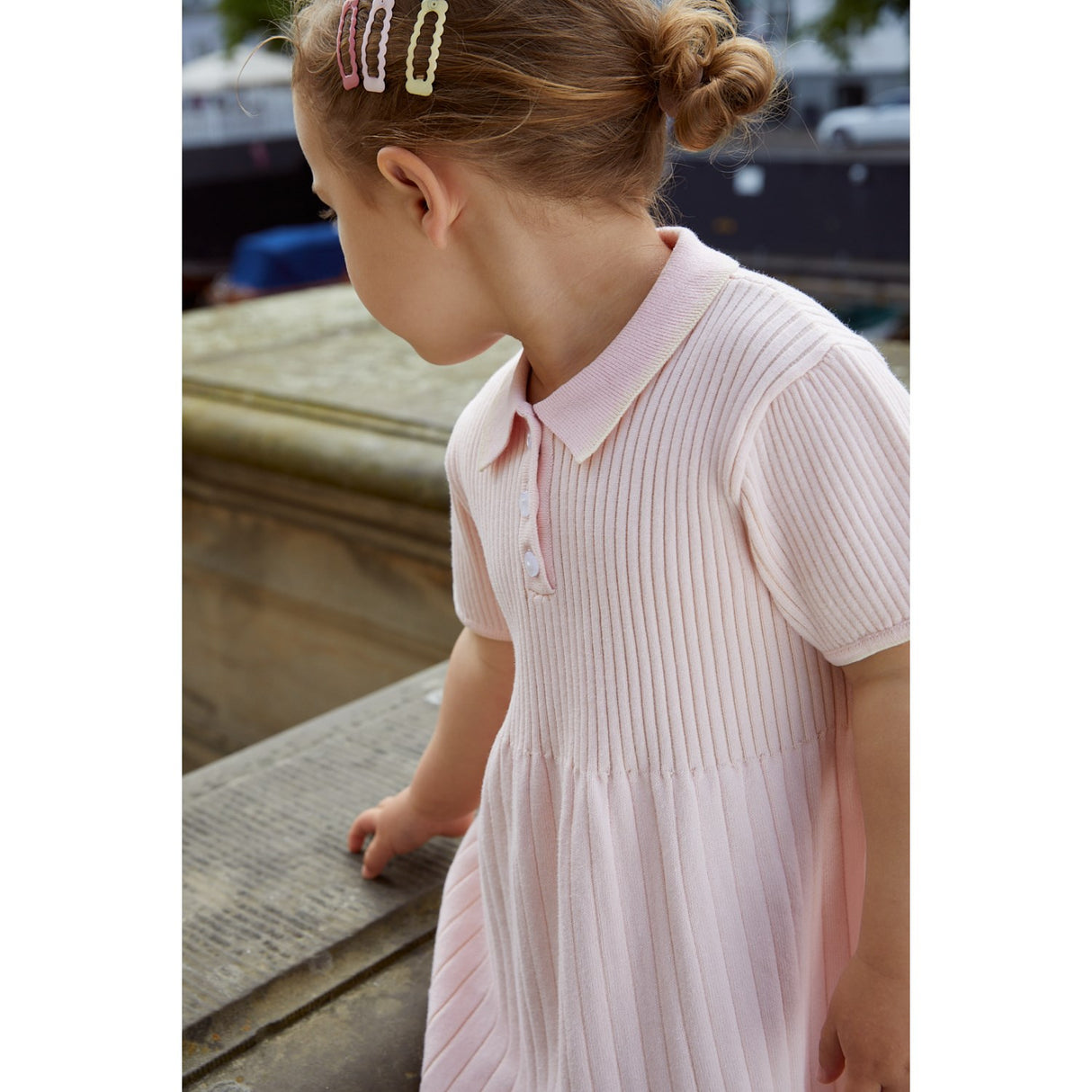COPENHAGEN COLORS Ballerina/Cream Comb. Rib Polo Knitted Dress