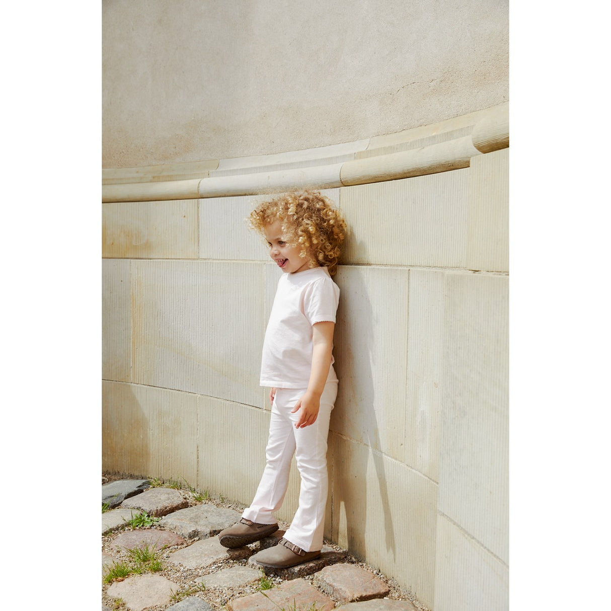 COPENHAGEN COLORS Ballerina/Cream Stripe Striped Flare Pants