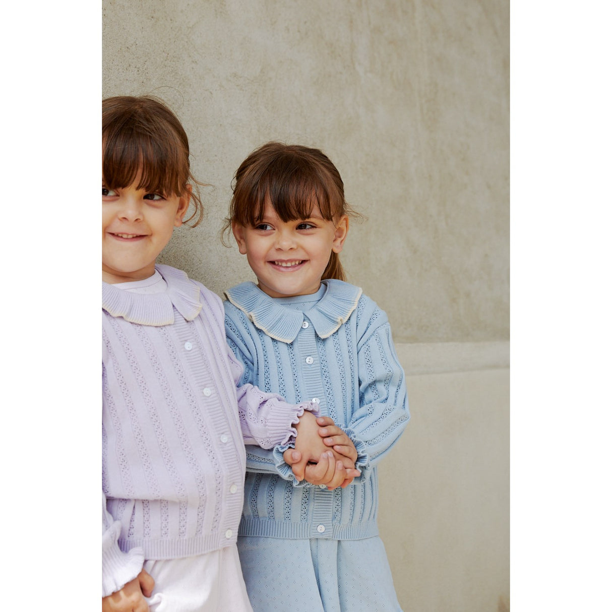 COPENHAGEN COLORS Dusty Blue Knitted Pointelle Cardigan