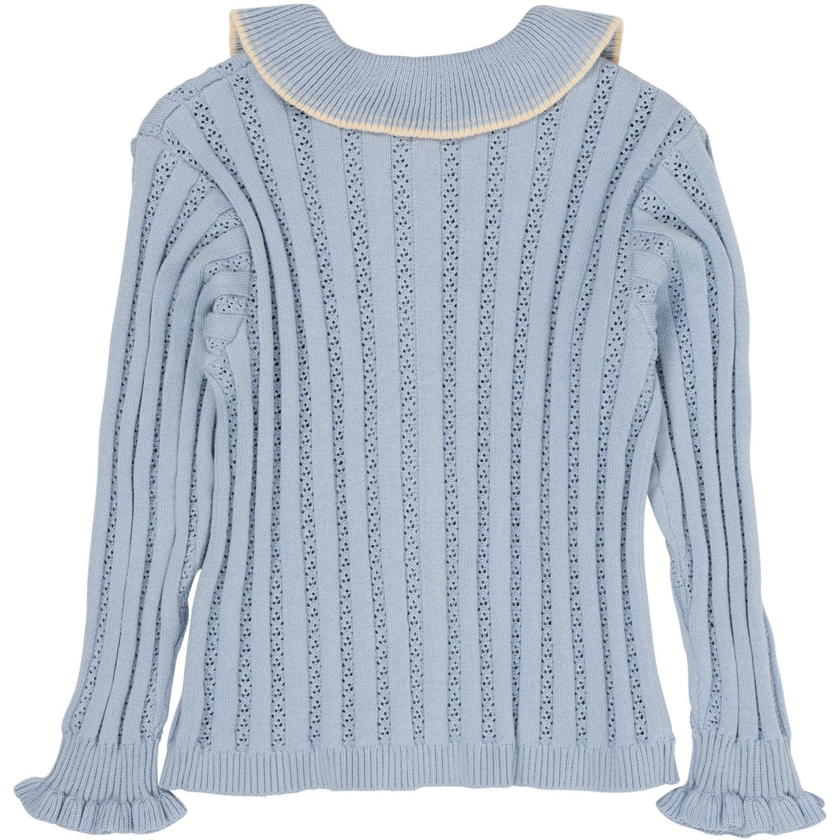 COPENHAGEN COLORS Dusty Blue Knitted Pointelle Cardigan