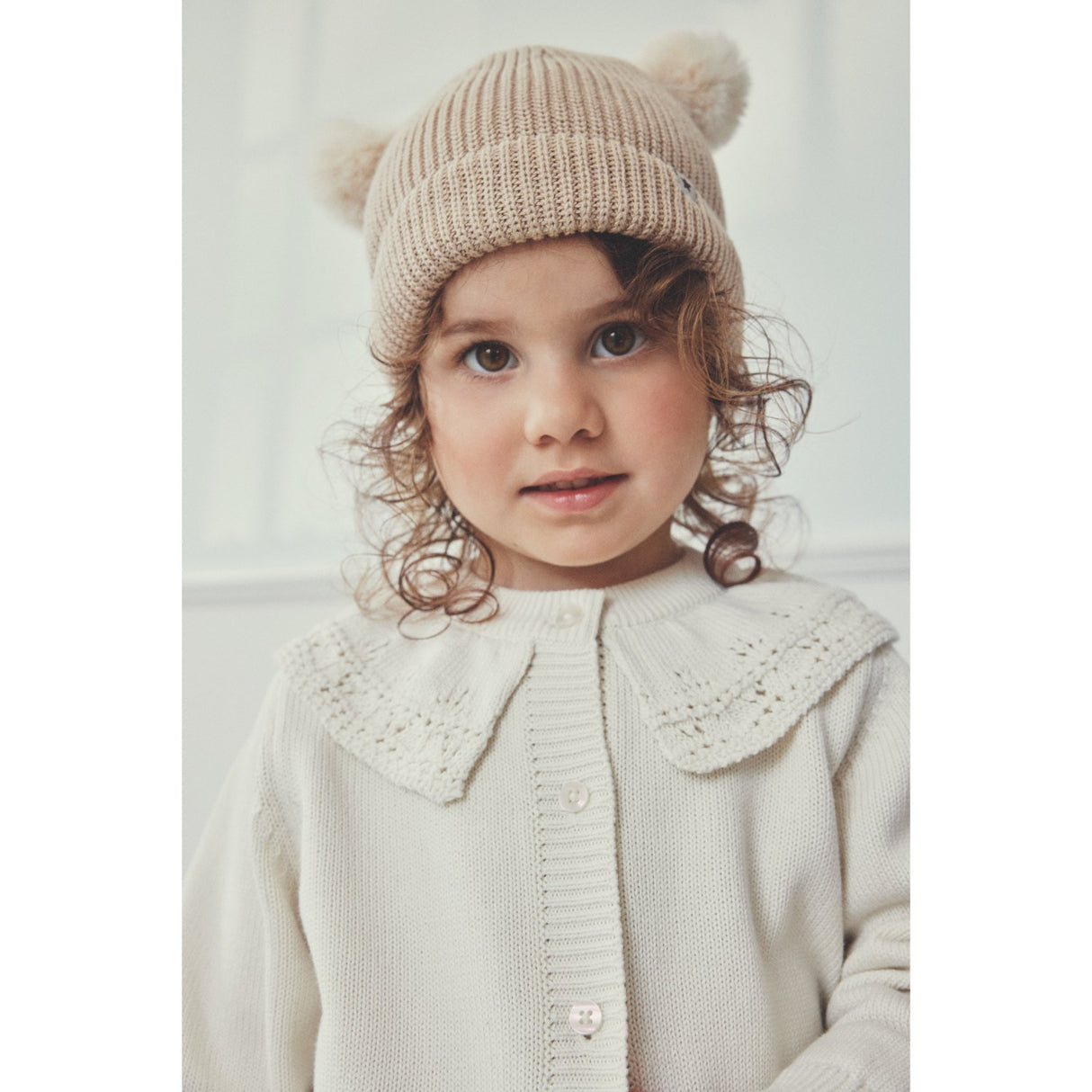 Huttelihut Irish Cream Hat Knit w. Pompoms