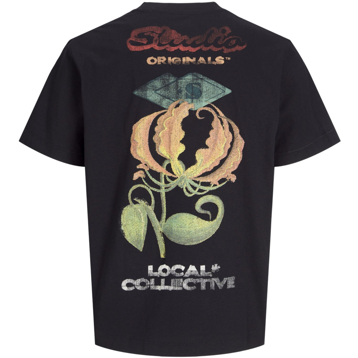 Jack & Jones Junior Black Retiro Back T-Shirt Crew Neck