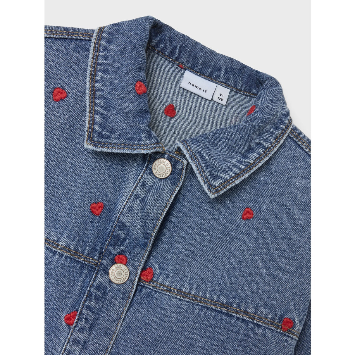 Name It Medium Blue Denim Heart Mandy Denim Embroidery Jacket