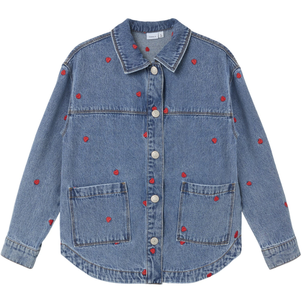 Name It Medium Blue Denim Heart Mandy Denim Embroidery Jacket