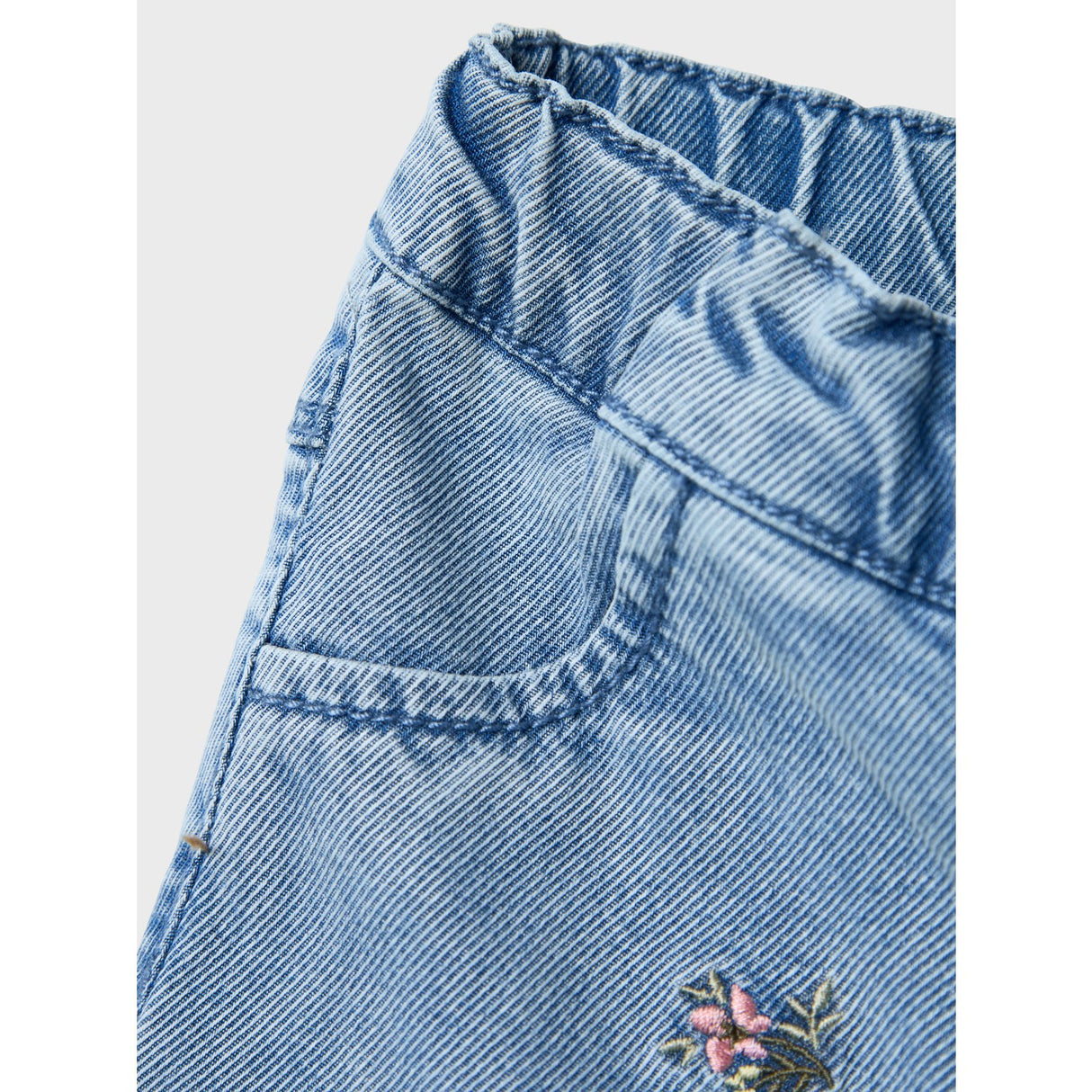 Name It Light Blue Denim Rose Shaped Embroidery Jeans