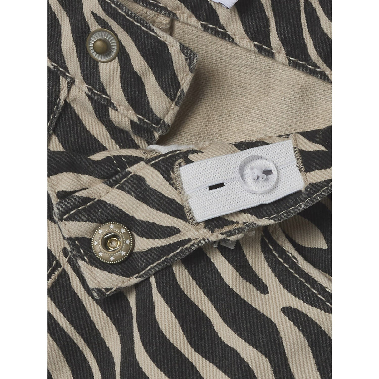 Name It Cement Black Zebra Bella Twill Mom Pants