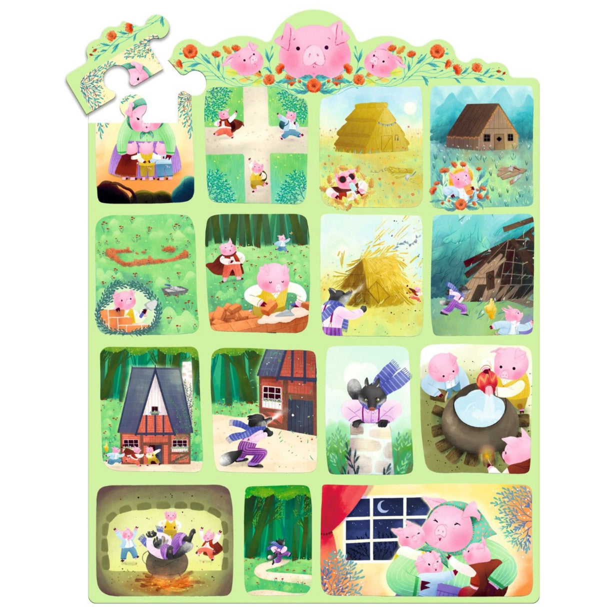 Djeco Story Puzzle, The 3 Little Pigs - 35 Pieces