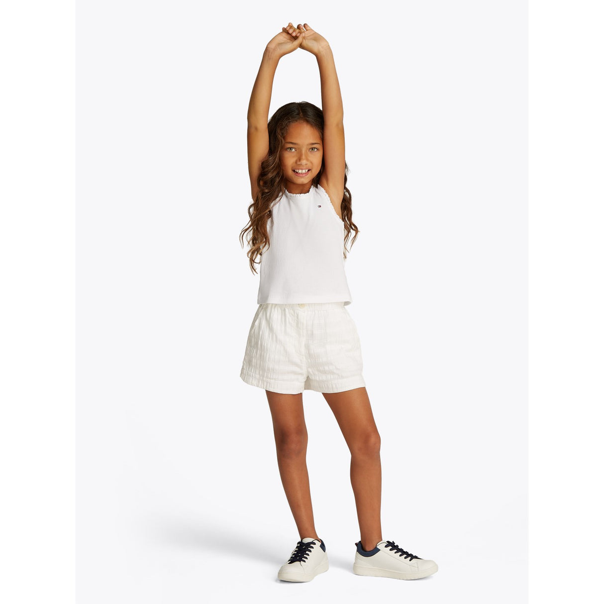 Tommy Hilfiger White Essential Rib Lace Tank Top