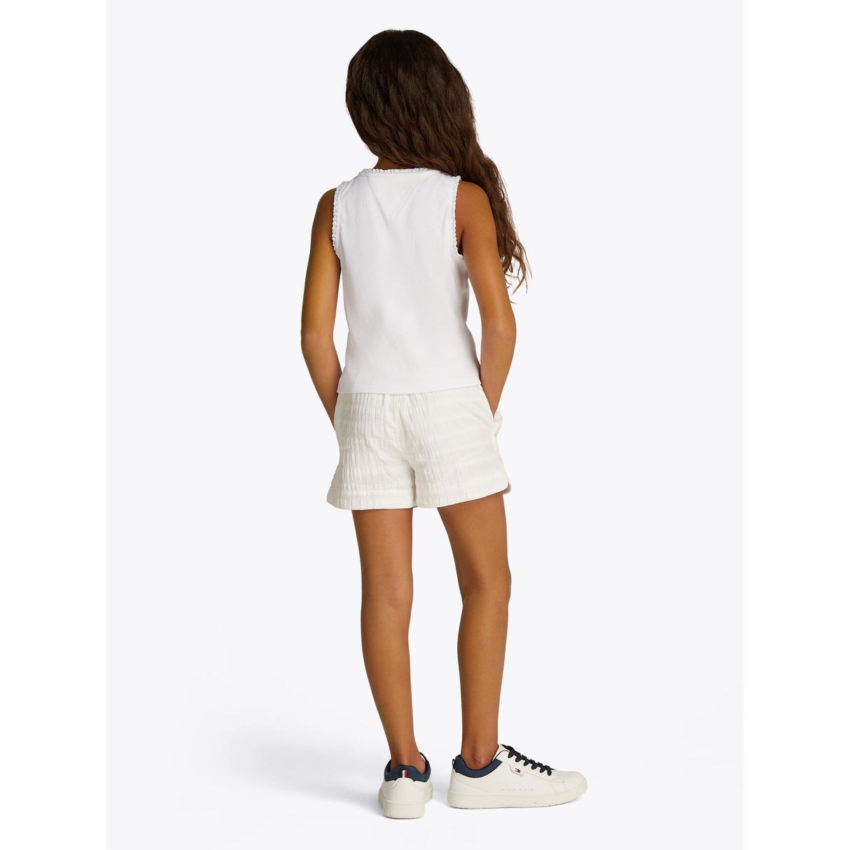 Tommy Hilfiger White Essential Rib Lace Tank Top