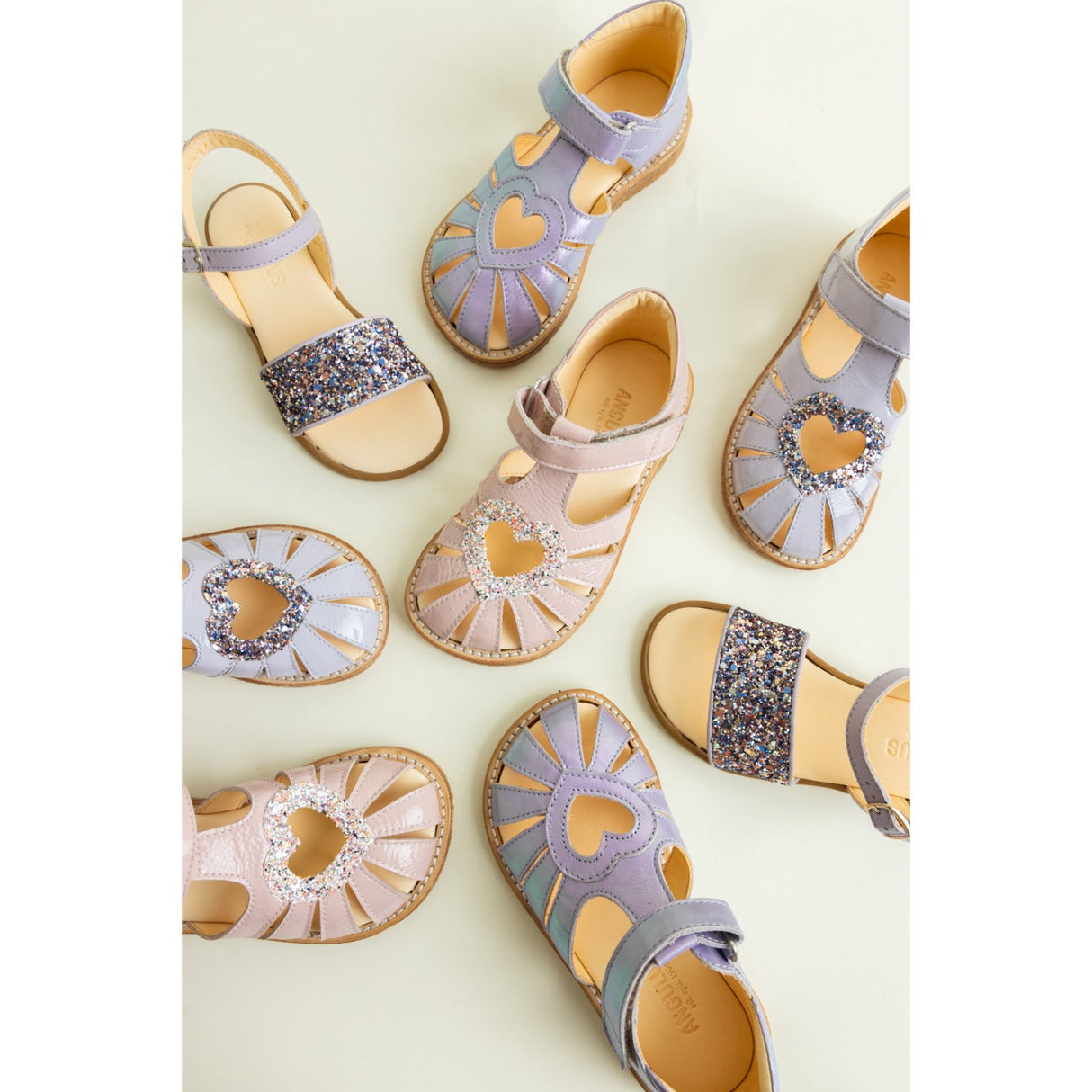 Angulus Iridescent Lilac Shine Hjertesandal Med Velcro Closure