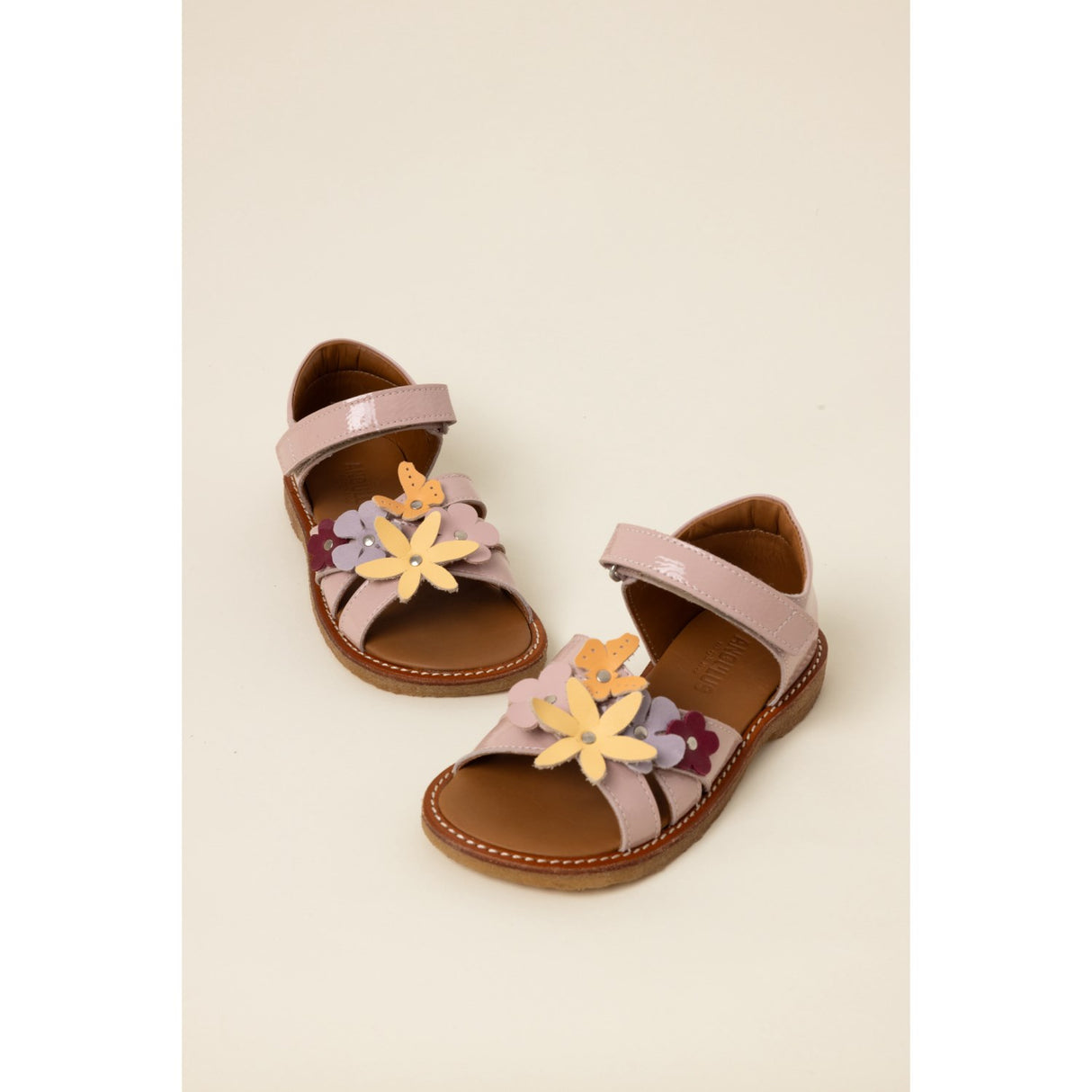 Angulus Rosebud Sandal with Multicolored Floral Appliques