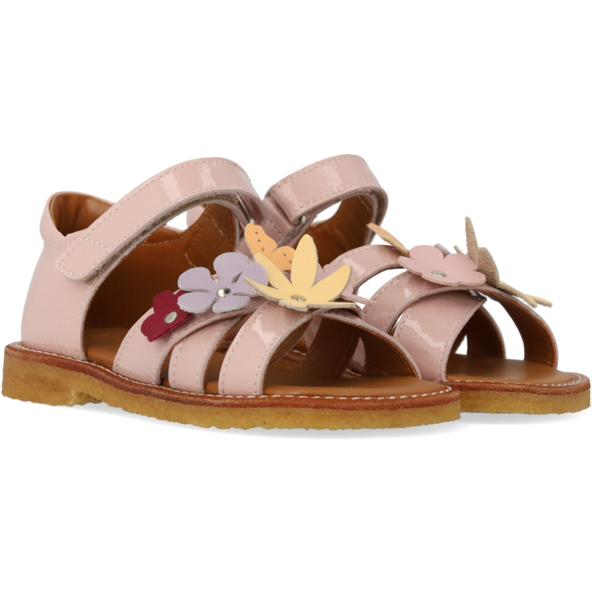 Angulus Rosebud Sandal with Multicolored Floral Appliques