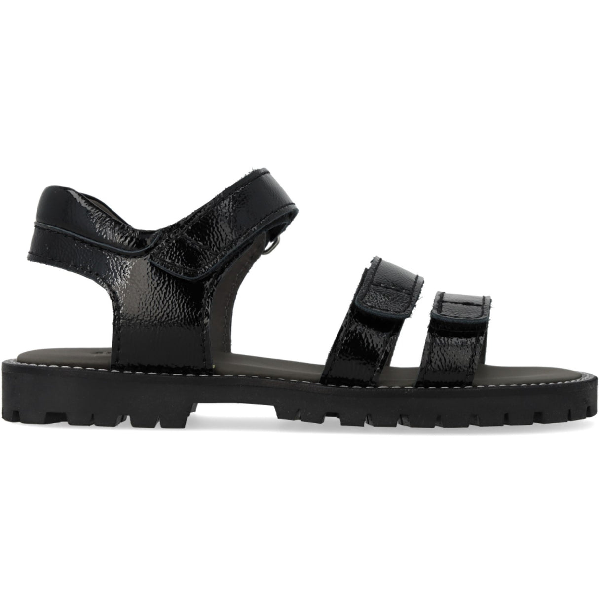 Angulus Black Justerbar Leathersandal Med Velcro