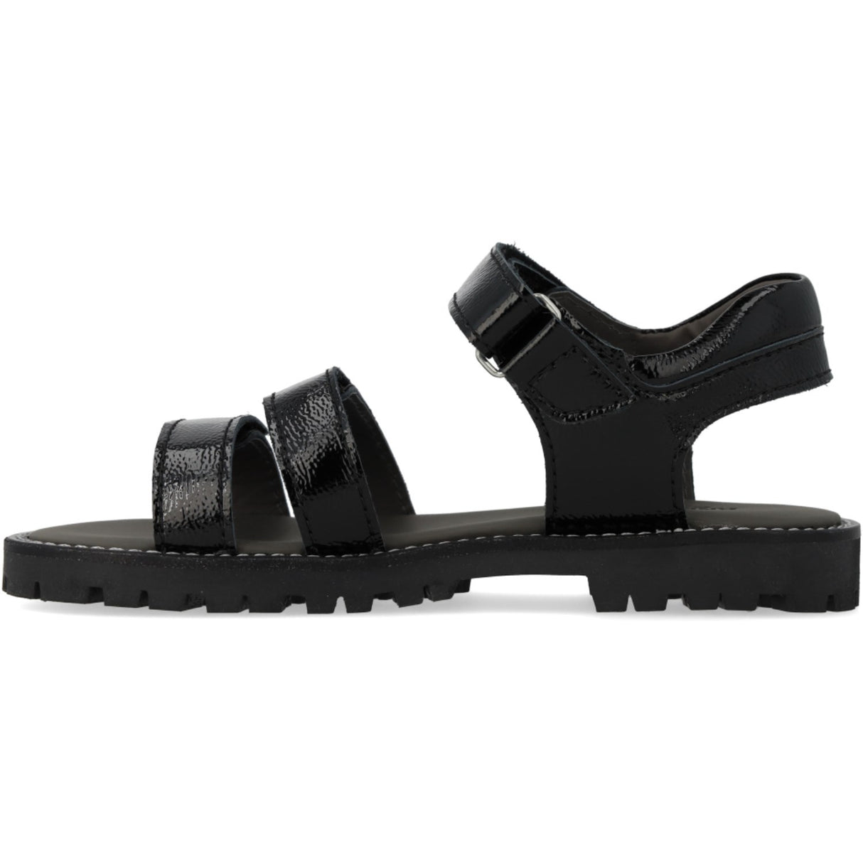 Angulus Black Justerbar Leathersandal Med Velcro