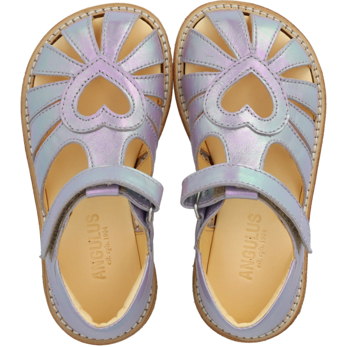 Angulus Iridescent Lilac Shine Hjertesandal Med Velcro Closure