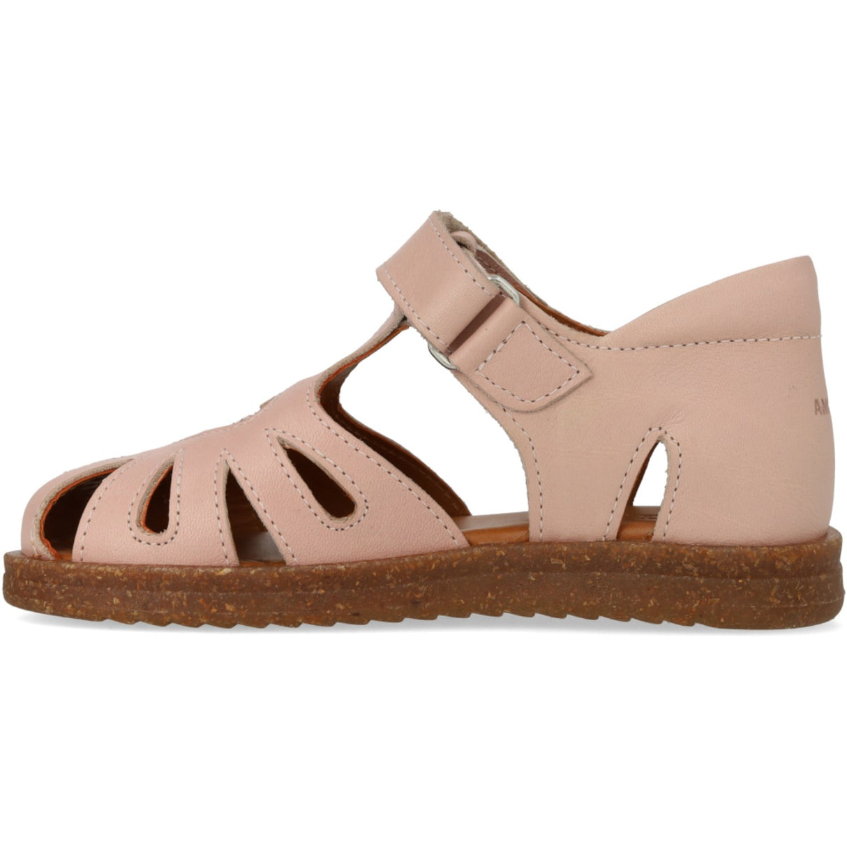 Angulus Rosebud/Rosebud Glitter Leather Heart Sandal with Sparkling Glitter Heart