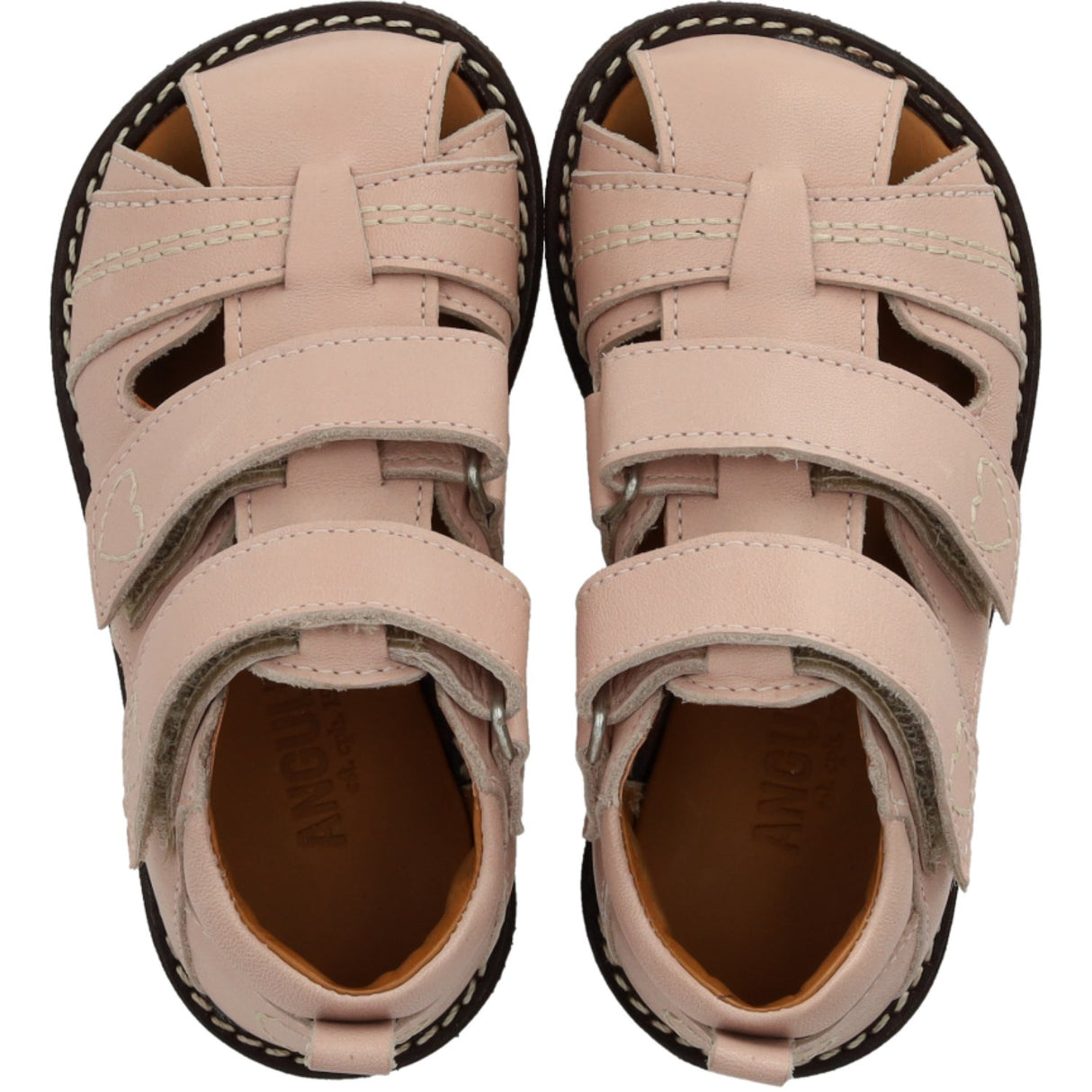 Angulus Rosebud Beginner Sandal Med Kontrast Hjertebroderi
