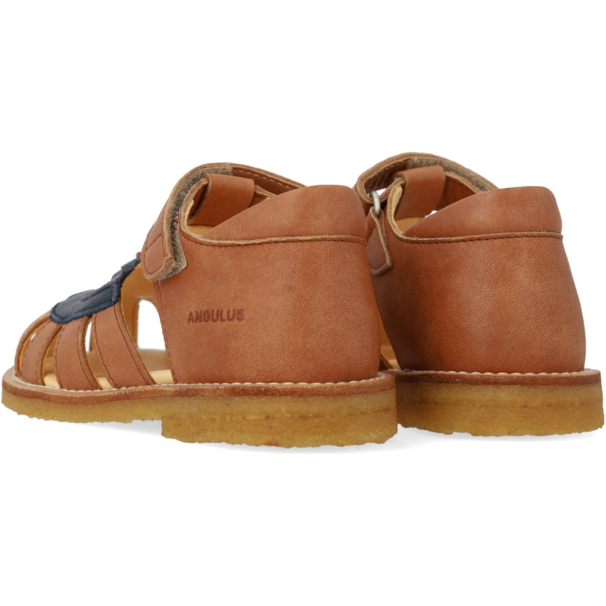 Angulus Tan/Navy/Indigo/Blue FAnd Colourblock Regnbuesandal Med Velcro