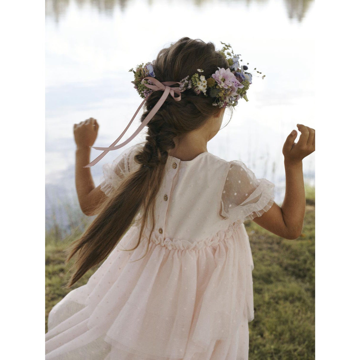 Lil'Atelier Peach Blush Frilla Loose Tulle Dress