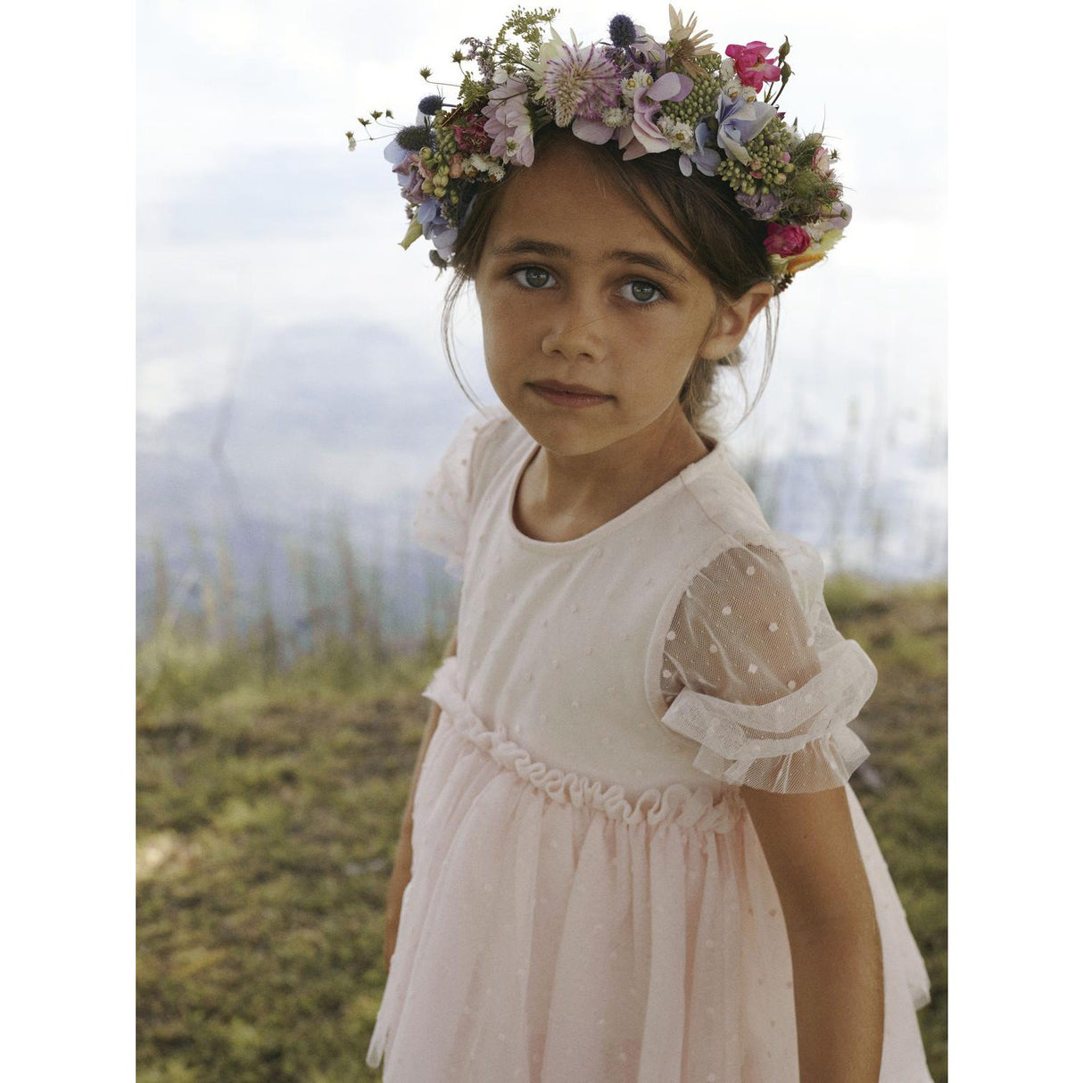 Lil'Atelier Peach Blush Frilla Loose Tulle Dress