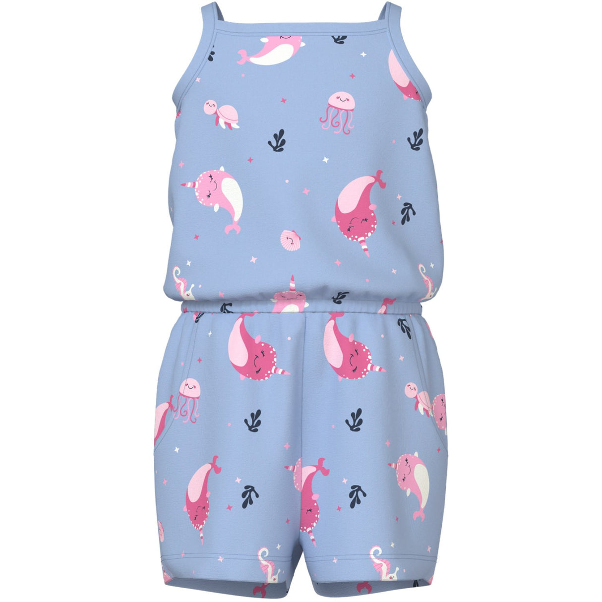 Name It Chambray Blue Whales Vigga Strap Suit