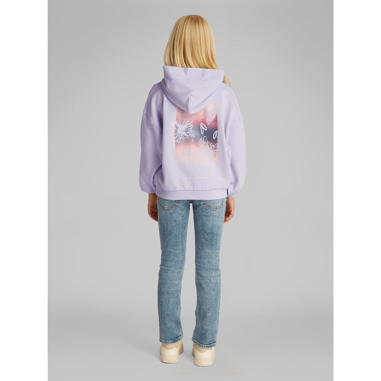 Calvin Klein Purple Heather Flower Back Graphic Hoodie