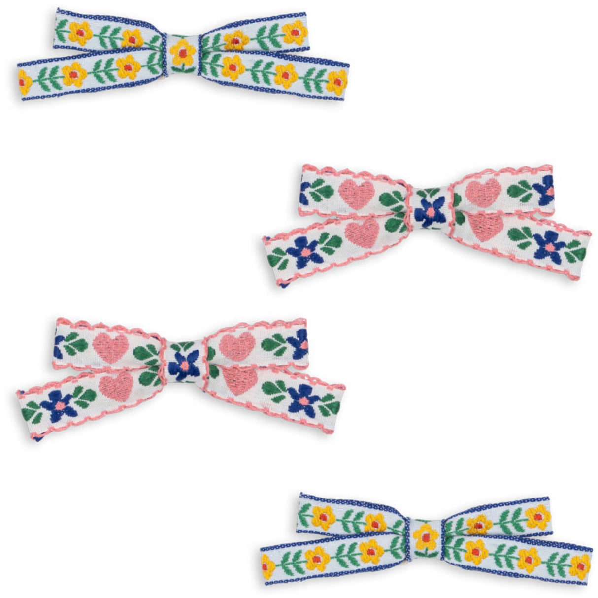 Konges Sløjd White/Rose 4 Pack Mini Bow Hair Clips