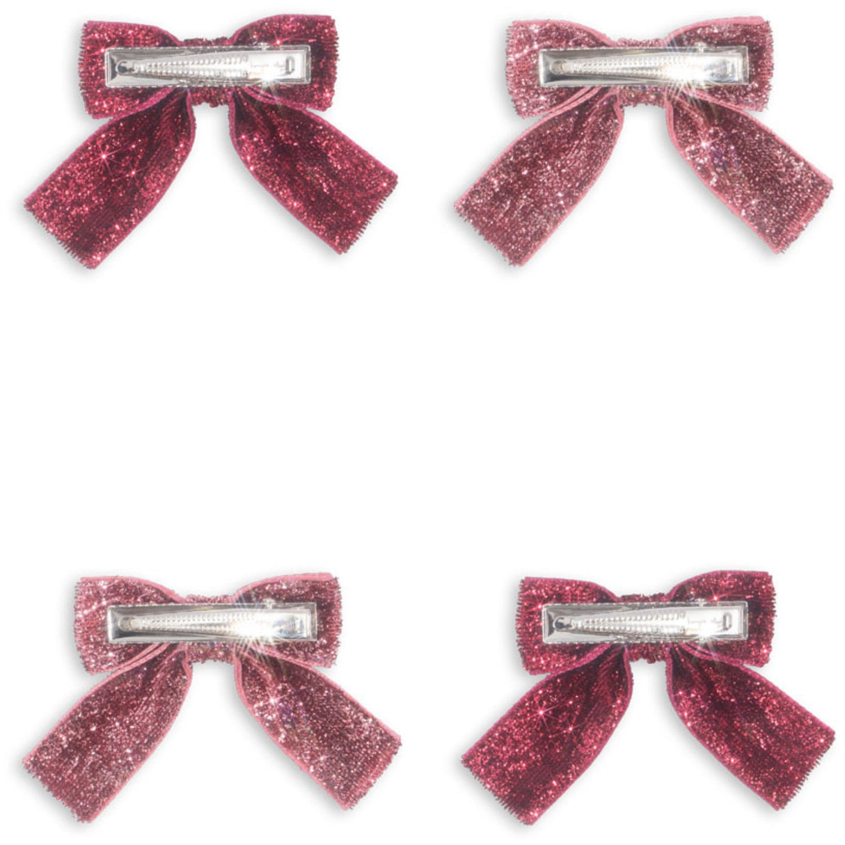 Konges Sløjd Pink Mix 4 Pack Glitter Bow Hair Clips