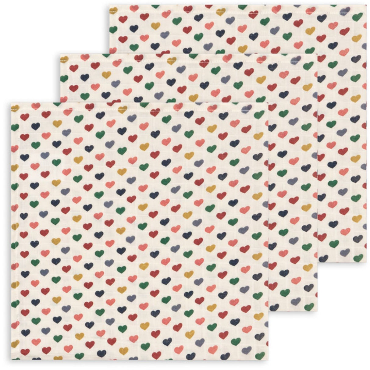 Konges Sløjd Coeur Coloré 3 Pack Muslin Cloth Gots