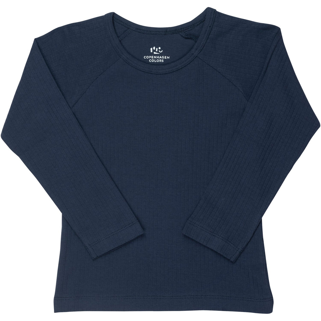 COPENHAGEN COLORS Navy Rib Jersey Classic Longsleeve Blouse
