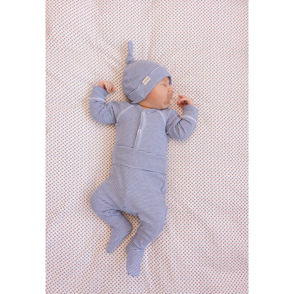 MarMar New Born Modal Fine Rib Blue Stripe Aiki Hat