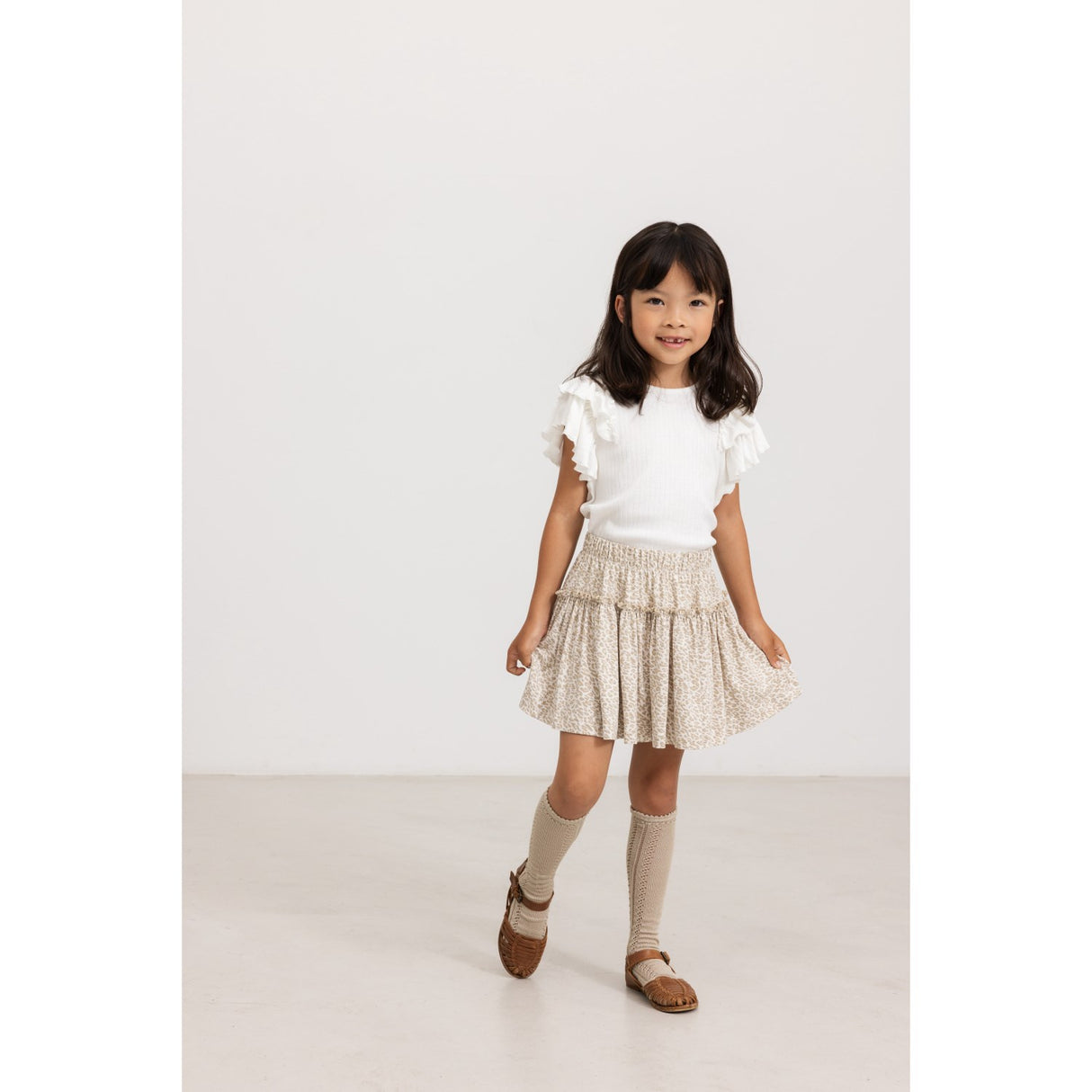 MarMar Modal Pointelle Gentle White Tavora Frill T-Shirt