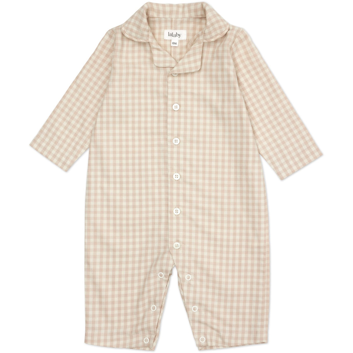 Lalaby Beige Gingham Classic Pj Suit