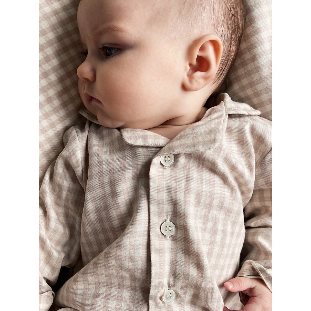 Lalaby Beige Gingham Classic Pj Suit