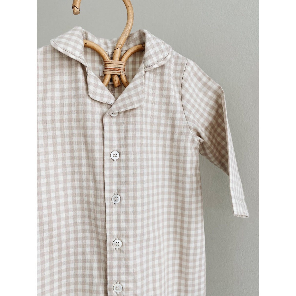 Lalaby Beige Gingham Classic Pj Suit