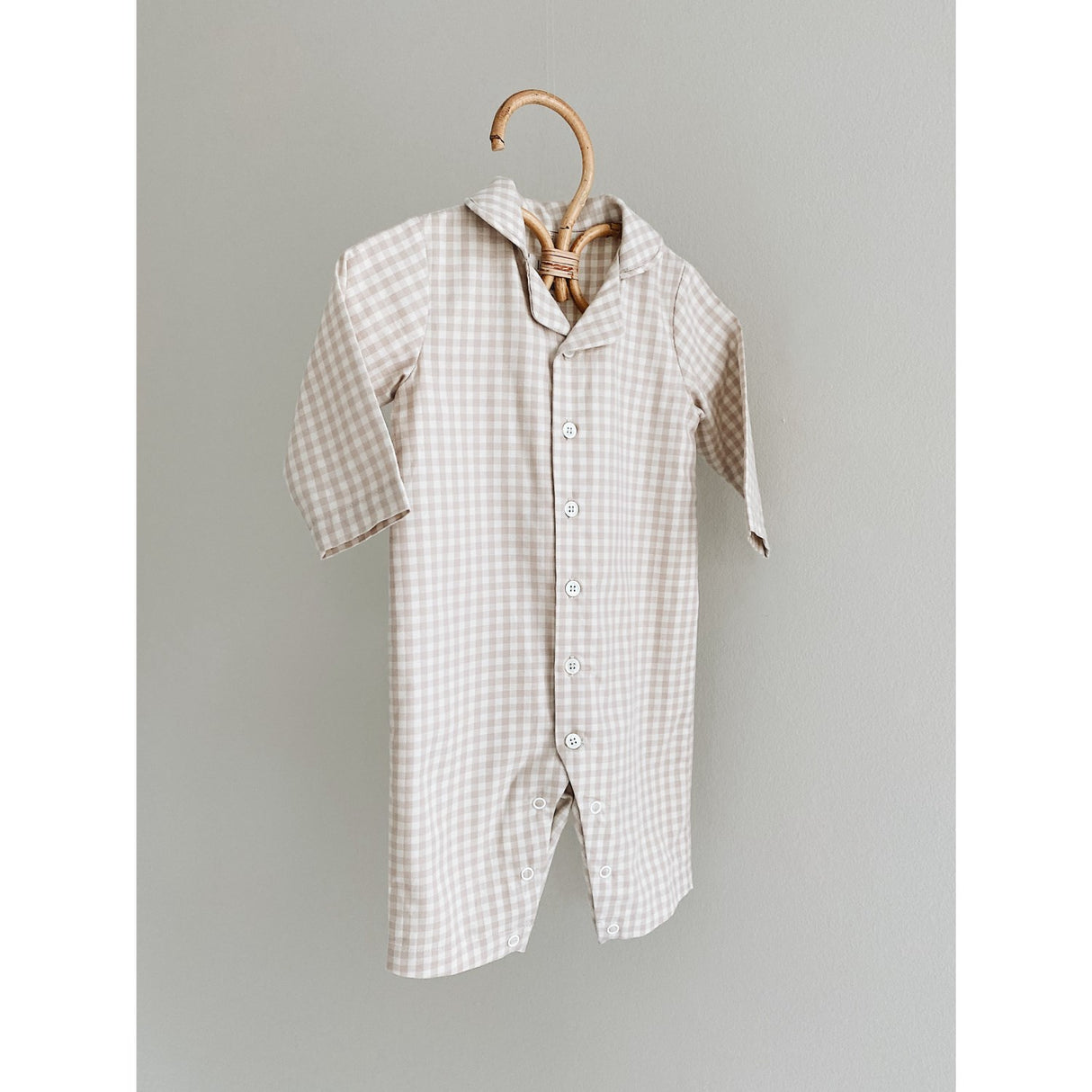 Lalaby Beige Gingham Classic Pj Suit