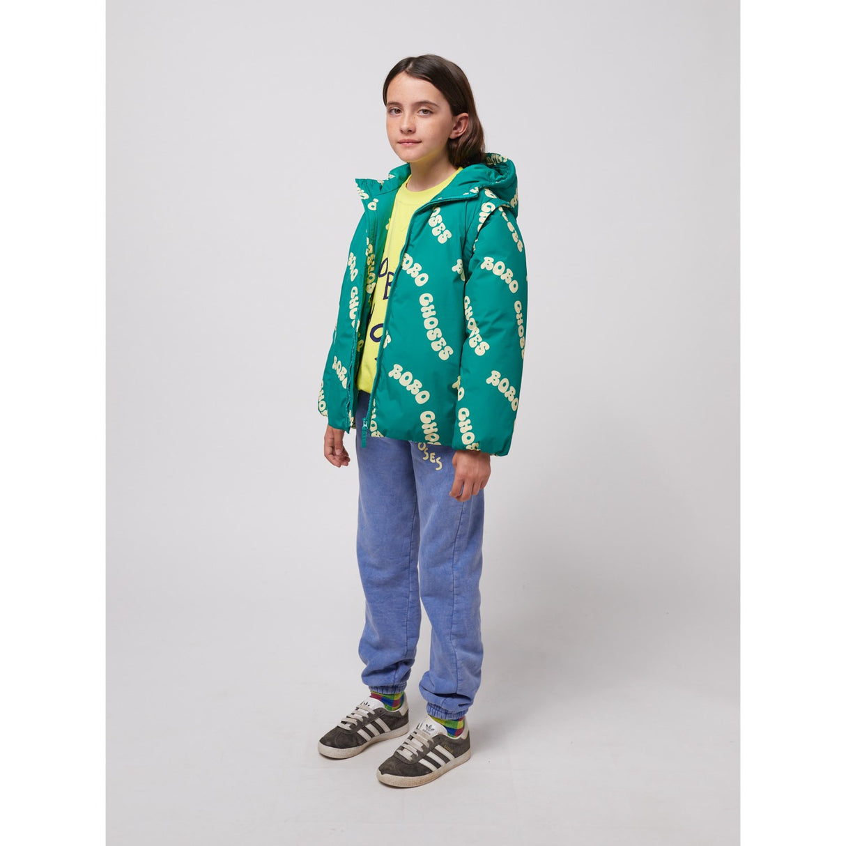Bobo Choses Green Wavy Bobo Choses All Over Light Padded Anorak