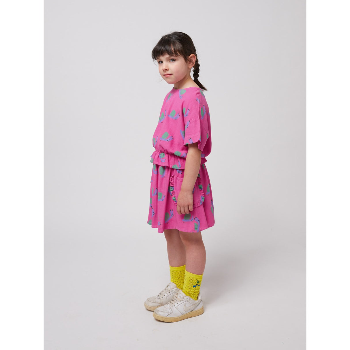 Bobo Choses Fuchsia Funny Snail All Over Woven Blouse