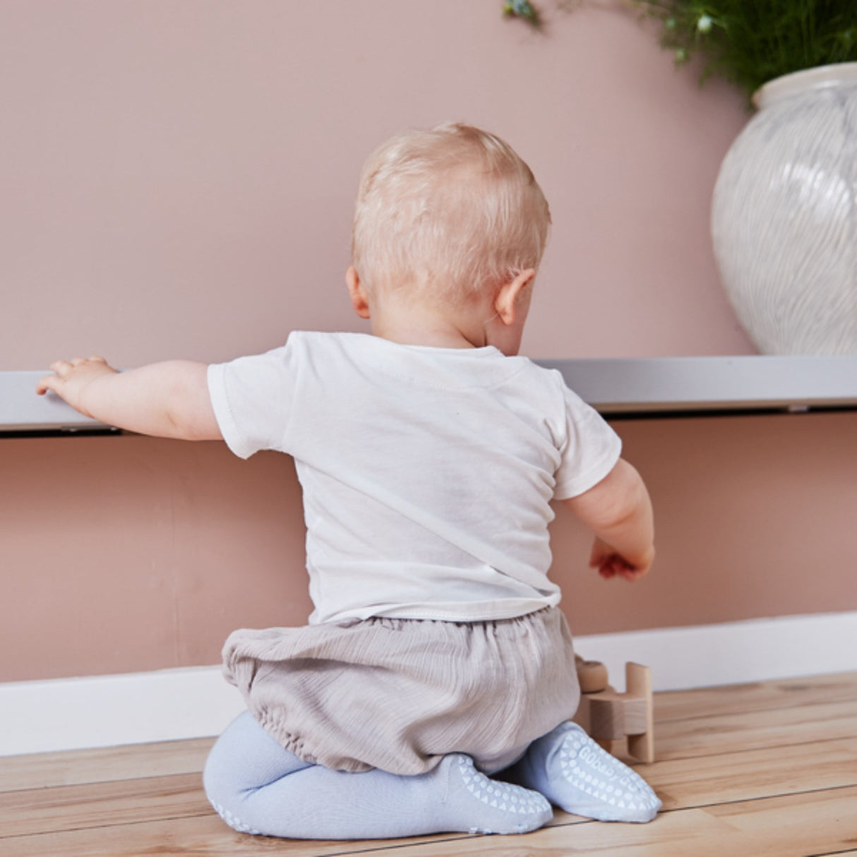 Gobabygo Sky Blue Crawling Tights Organic Cotton