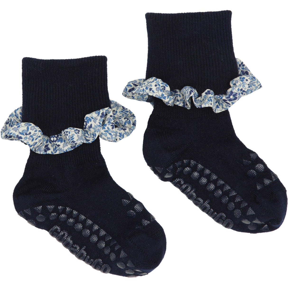 Gobabygo Dark Blue / Katie And Millie Blue Non-slip Socks Bamboo / Liberty