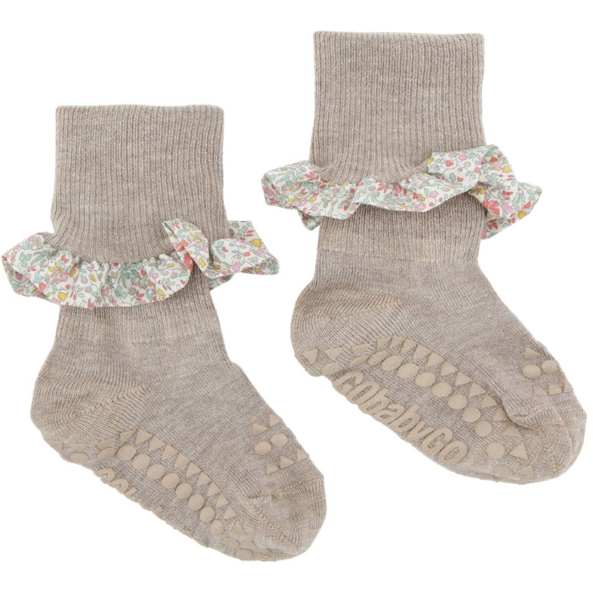 Gobabygo Sand / Katie And Millie Yellow Non-slip Socks Bamboo / Liberty