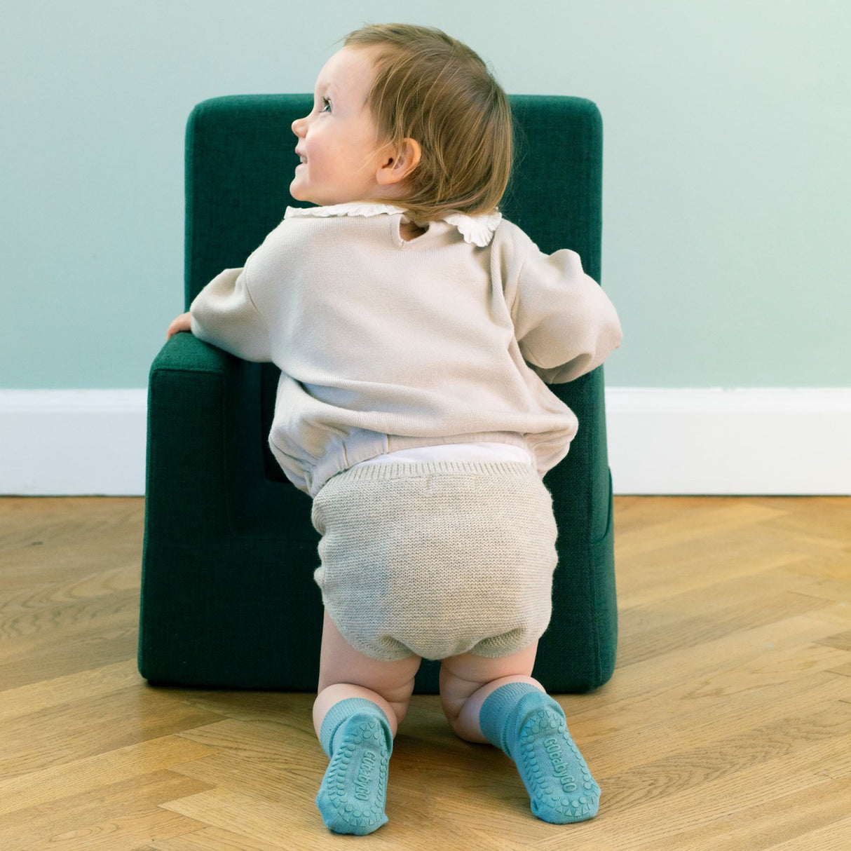 Gobabygo Dusty Blue Non-Slip Socks Bamboo