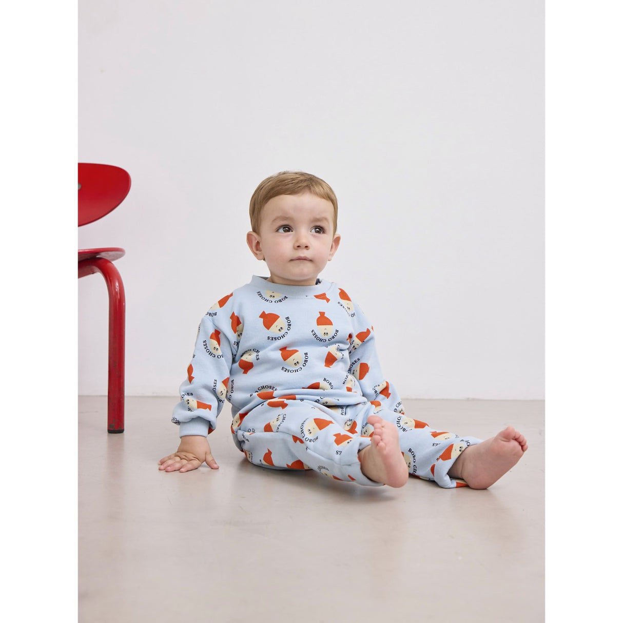 Bobo Choses Light Blue Morning Egg All Over Sweatshirt
