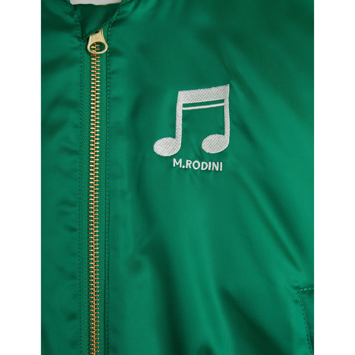 Mini Rodini Green Note Chenille Satin Baseball Jacket