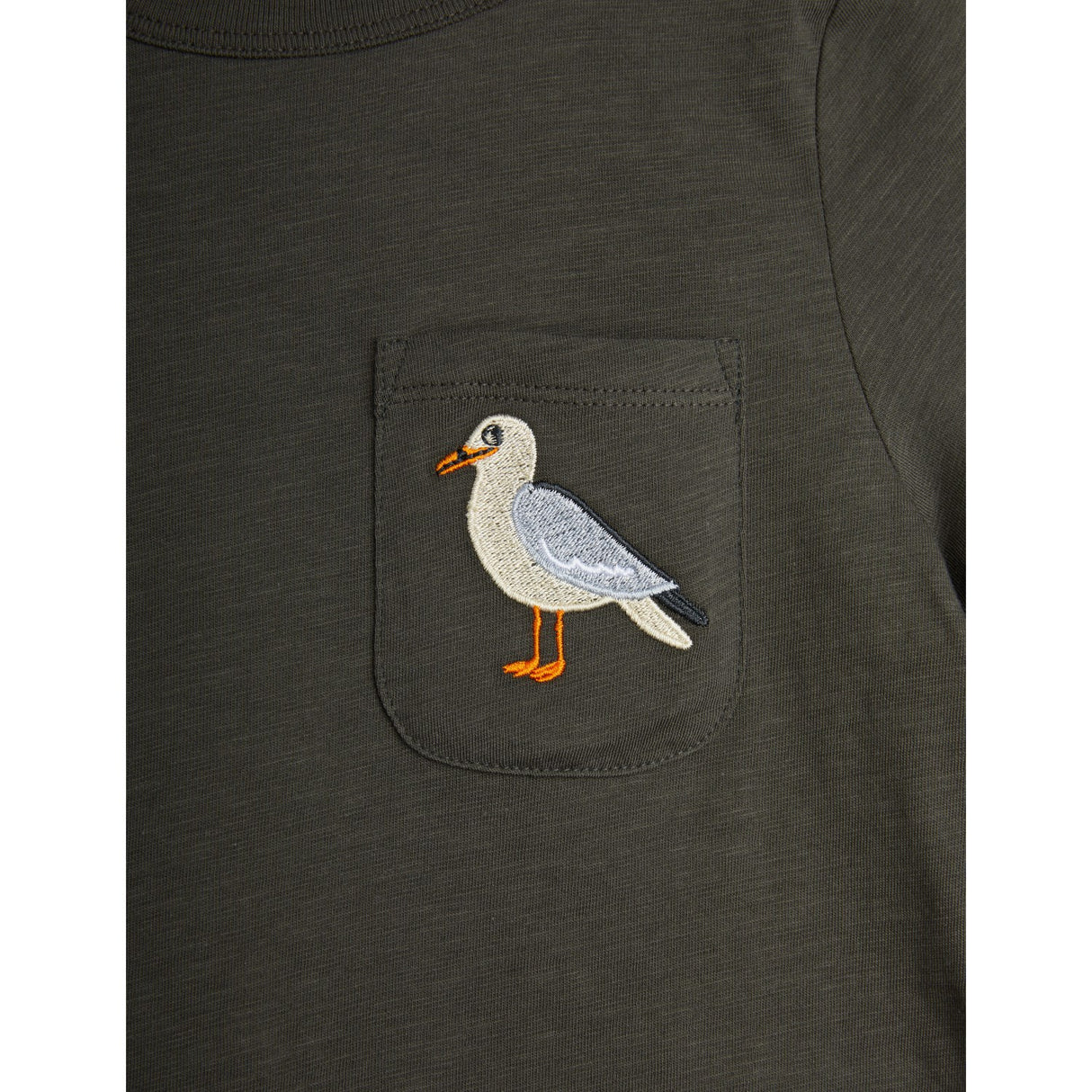 Mini Rodini Black Seagull Embroidery T-Shirt