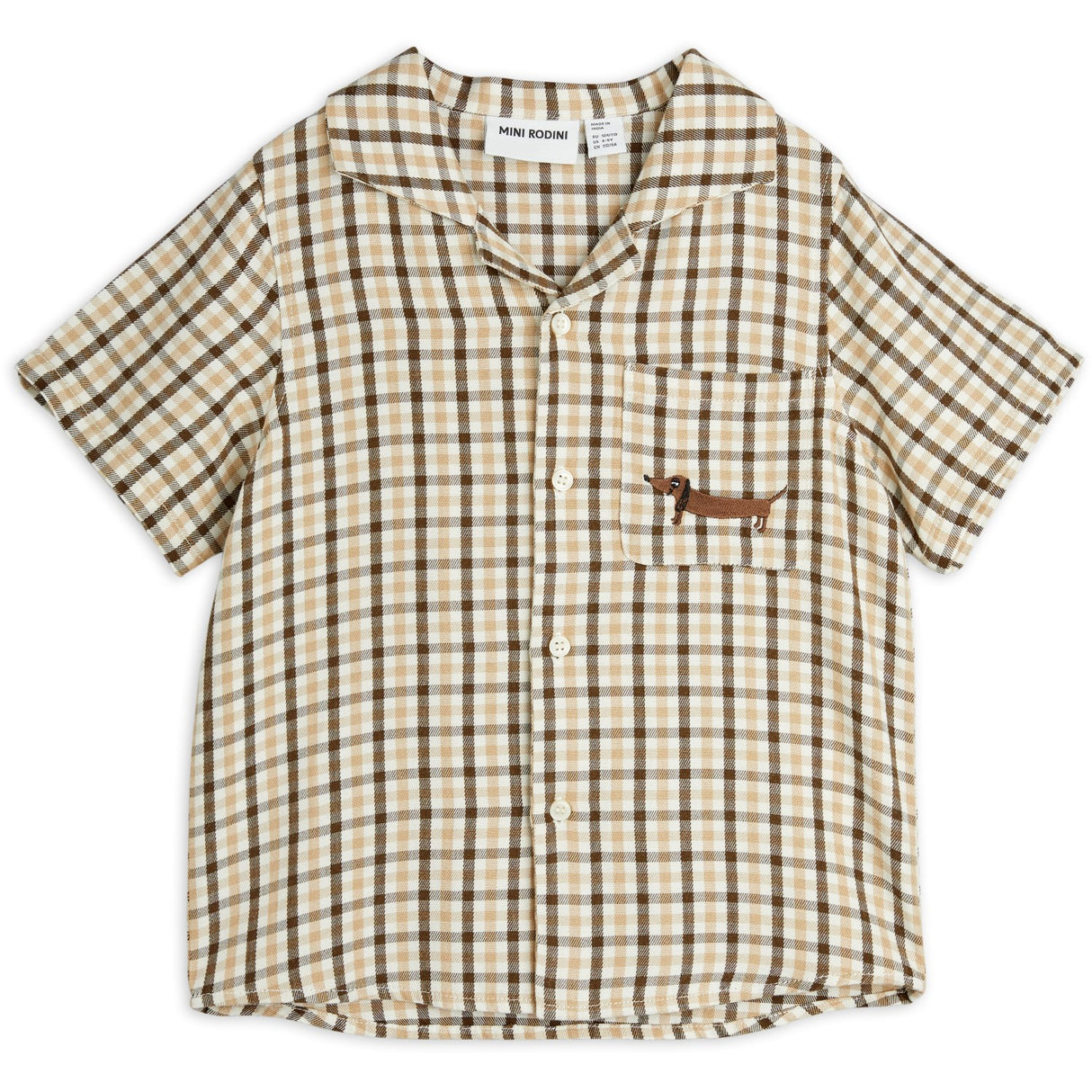Mini Rodini Beige Gingham Woven Shirt
