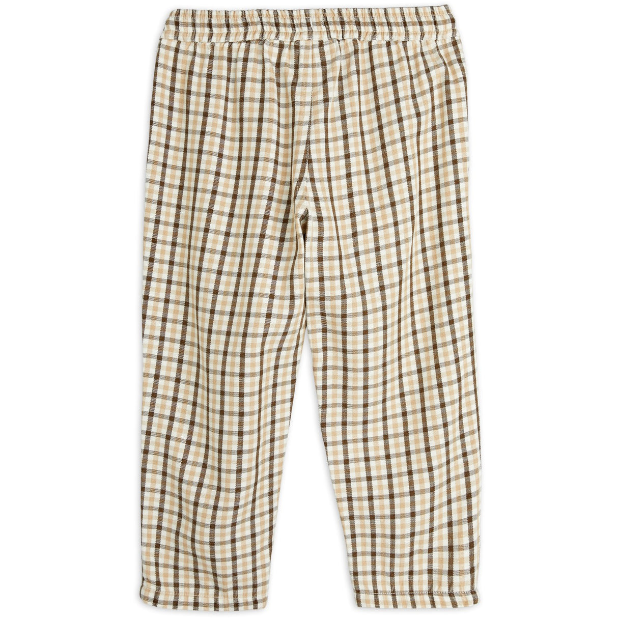 Mini Rodini Beige Gingham Woven Elastic Trousers