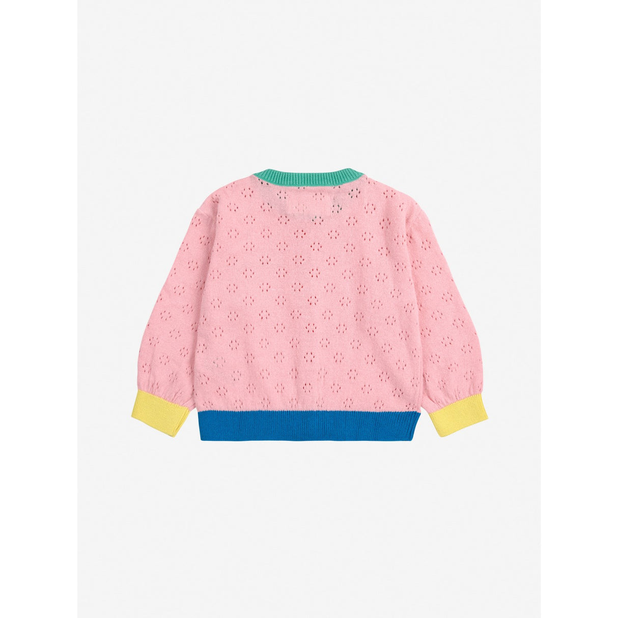 Bobo Choses Light Pink Color Block Open Work Cardigan