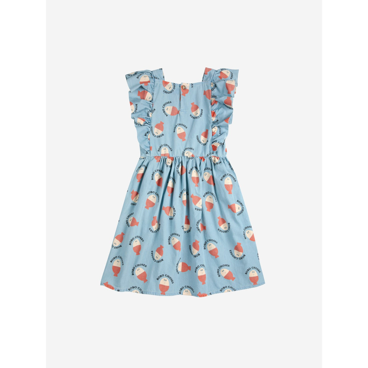 Bobo Choses Light Blue Morning Egg All Over Ruffle Dress