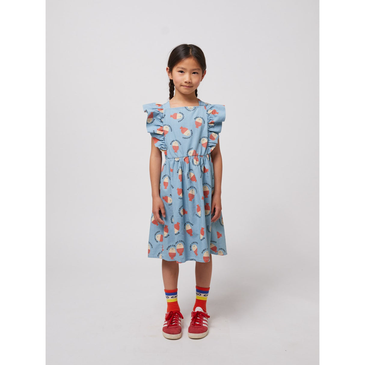 Bobo Choses Light Blue Morning Egg All Over Ruffle Dress